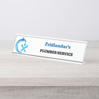 Klempnerdienst Blue Water Drop Logo Installateur Schreibtischnamensplakette