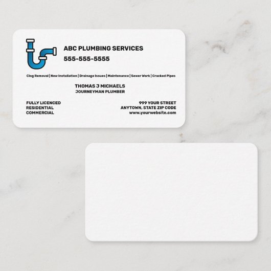 Klempnerdienst Visitenkarte (Vorne/Hinten)