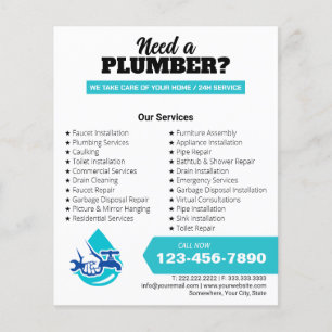 Klempnerdienst Wasser-Tropfen-Logo Klempner-Geschä Flyer