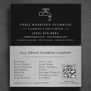 Klempnerei Silber Metallischer QR-Code Visitenkarte