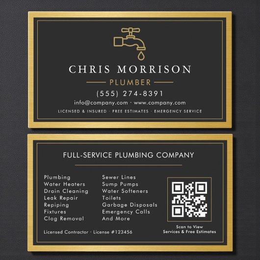 Klempnerhandwerker Moderne Metallische QR-Code Visitenkarte