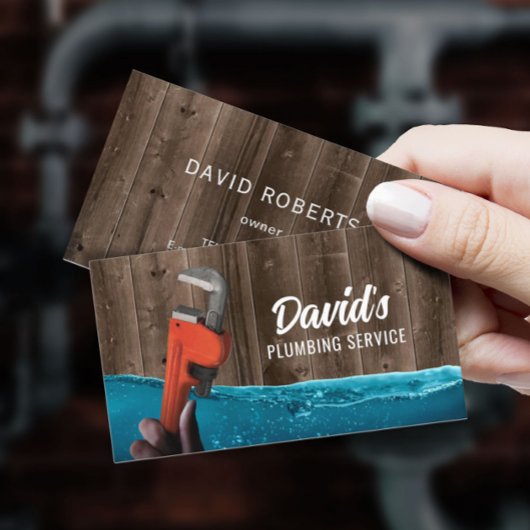 Klempnerleitung Vintages Holz Visitenkarte