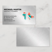 Klempnersymbole | Aluminium-Metall-Hintergrund Visitenkarte (Vorne/Hinten)