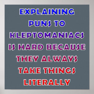 Kleptomanische Wortspiele Lustiges Wortspiel Poste Poster