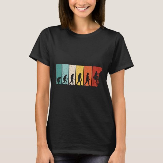Kletter-Evolution Retro-Klettern Lustiger Felsenkl T-Shirt (Vorderseite)