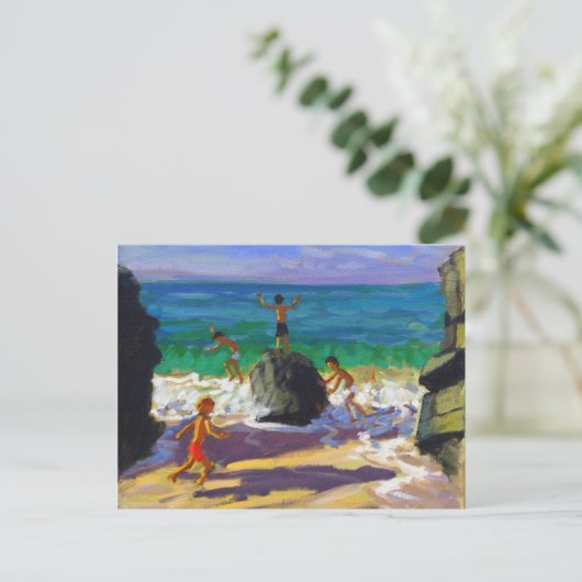 Kletterfelsen Porthmeor Strand St Ives 2013 Postkarte (Stehend Vorderseite)