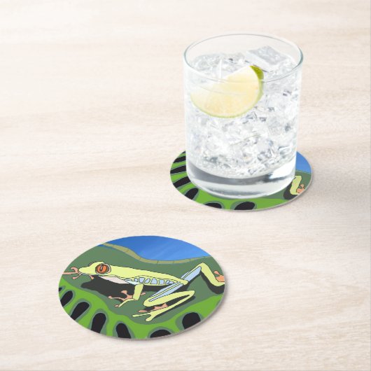 Kletterfrosch Runder Pappuntersetzer (Vor Ort)