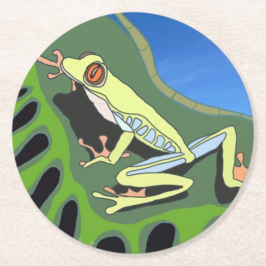 Kletterfrosch Runder Pappuntersetzer (Vorderseite)