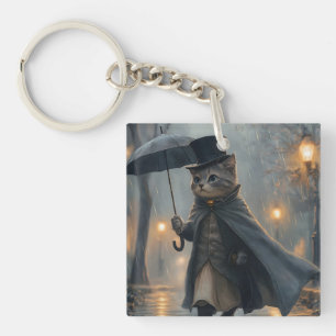 Kletterkatze Mit einem Regenschirm wandern Schlüsselanhänger
