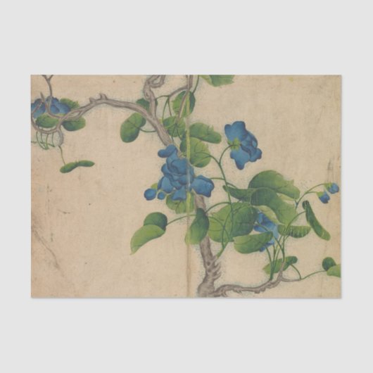 Klettern Blaue Blumen von Zhang Ruoai Seidenpapier (Vorderseite)