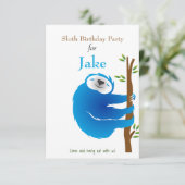 Klettern Blue Sloth Geburtstagsparty Einladung (Stehend Vorderseite)