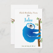 Klettern Blue Sloth Geburtstagsparty Einladung (Vorne/Hinten)