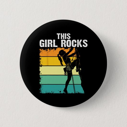 Klettern, Dieses Mädchen rockt, Bouldern, Berg Button (Vorderseite)
