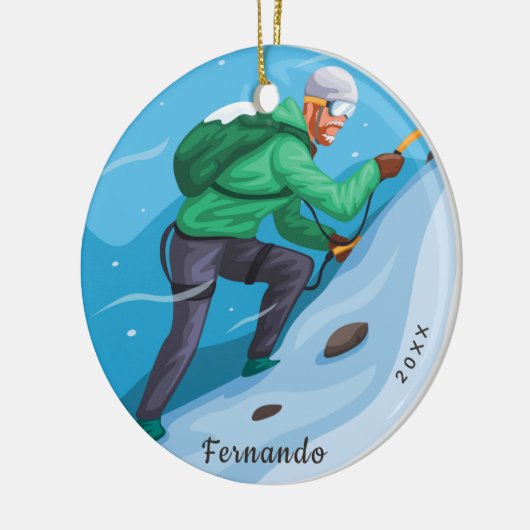 Klettern in einem Schneeberg Extreme Winter Sport Keramik Ornament (Links)