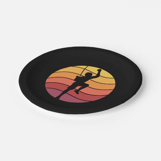 Klettern Klettern Retro Pappteller (Schrägansicht)