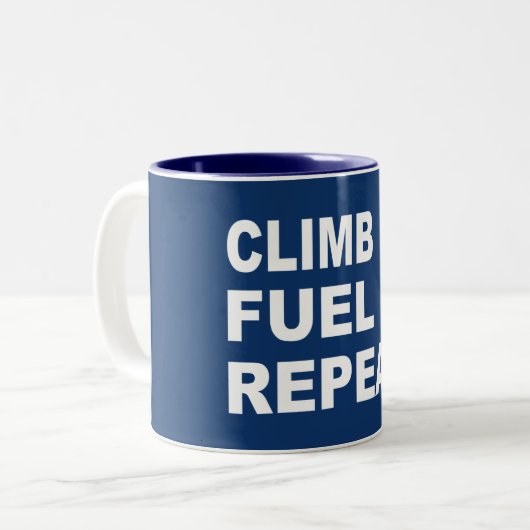 Klettern, Kraftstoff, wiederholen Zweifarbige Tasse (Vorderseite Links)