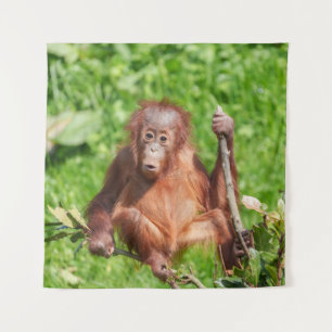 Klettern Orangutan Baby Wandteppich