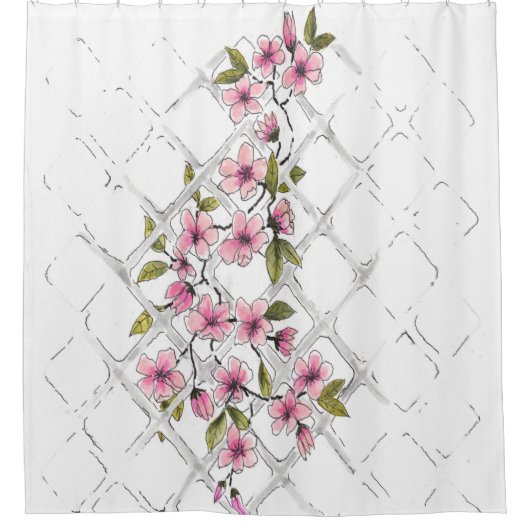 Klettern Rosa Blume Duschvorhang (Vorderseite)
