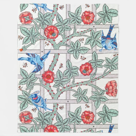 Klettern Rose & Kleiner Vogel, William Morris Fleecedecke (Vorderseite)