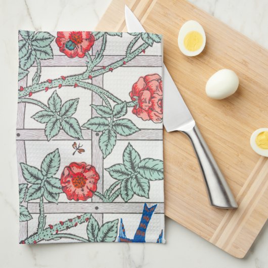 Klettern Rose & Kleiner Vogel, William Morris Geschirrtuch (Viertel Falte)