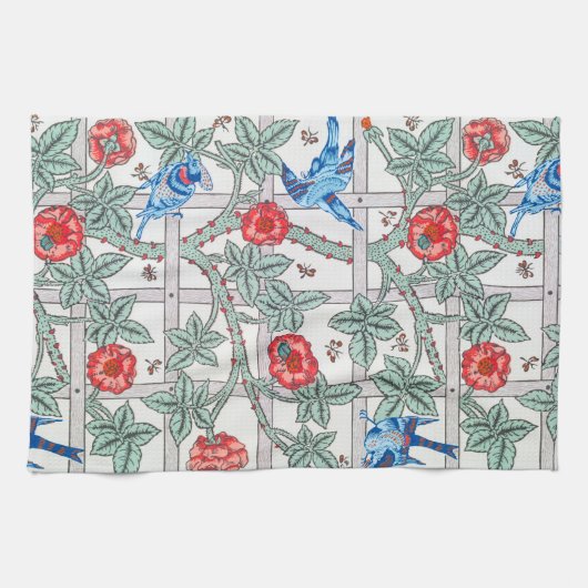 Klettern Rose & Kleiner Vogel, William Morris Geschirrtuch (Horizontal)