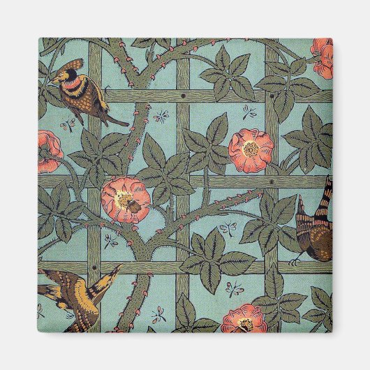 Klettern Rose & Kleiner Vogel, William Morris Magnet (Vorne)