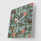 Klettern Rose & Kleiner Vogel, William Morris Quadratische Wanduhr (Winkel)