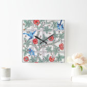 Klettern Rose & Kleiner Vogel, William Morris Quadratische Wanduhr (Zuhause)
