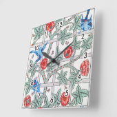 Klettern Rose & Kleiner Vogel, William Morris Quadratische Wanduhr (Winkel)
