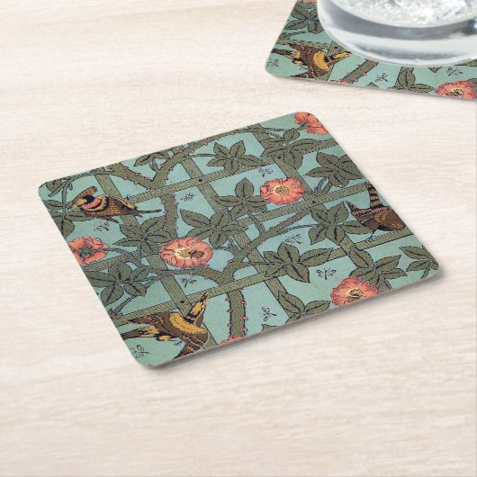 Klettern Rose & Kleiner Vogel, William Morris Rechteckiger Pappuntersetzer (angewinkelt)
