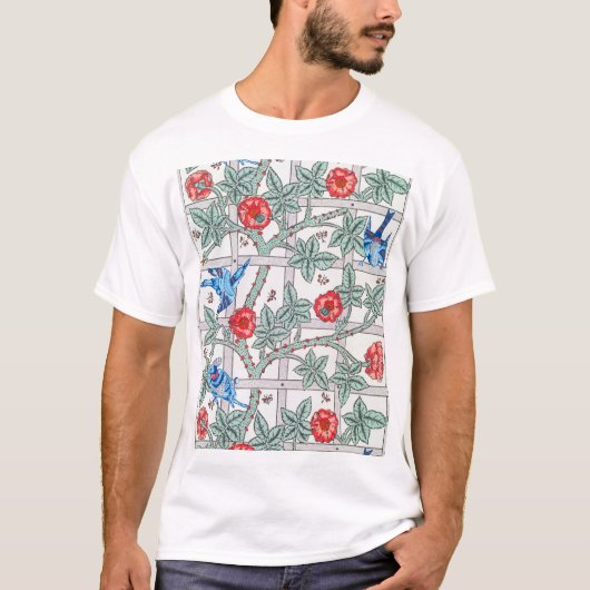 Klettern Rose & Kleiner Vogel, William Morris T-Shirt (Vorderseite)