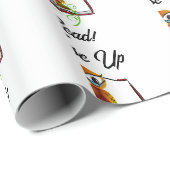 Klettern und Buch lesen Gewitzte Kinder Cartoon Geschenkpapier (Rolleneckpunkt)