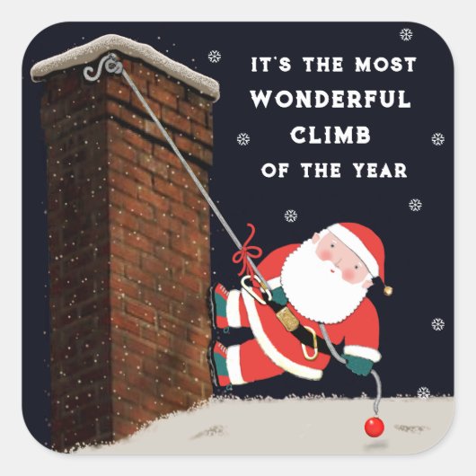 Klettern Weihnachts-Square-Sticker Quadratischer Aufkleber (Vorderseite)