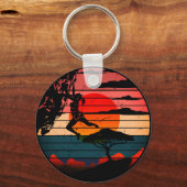 Klettern wie ein Girl Rock Climbing Retro Schlüsselanhänger (Vorderseite)