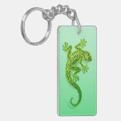 Kletternder grüner Gecko Schlüsselanhänger (Vorderseite links)