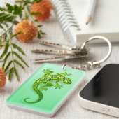 Kletternder grüner Gecko Schlüsselanhänger (Vorderseite rechts)