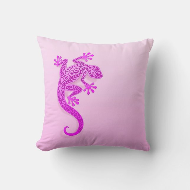 Kletternder rosa Gecko Kissen (Vorderseite)