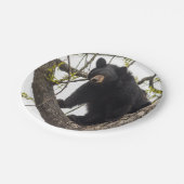 Kletternder schwarzer Bär Pappteller (Schrägansicht)