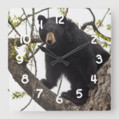 Kletternder schwarzer Bär Quadratische Wanduhr (Vorderseite)