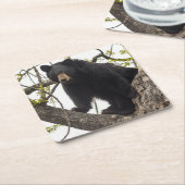 Kletternder schwarzer Bär Rechteckiger Pappuntersetzer (angewinkelt)