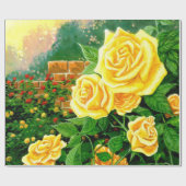 Kletterpapier mit Gelben Rosen Geschenkpapier (Flach)