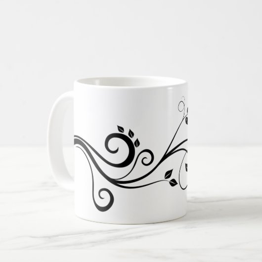 Kletterpflanzen-Ast-Blatt-Muster | Botanisch Kaffeetasse (Vorderseite Links)