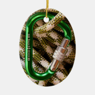 Klettersteig, Karabiner, Seil, Gipfelkreuz Keramik Ornament