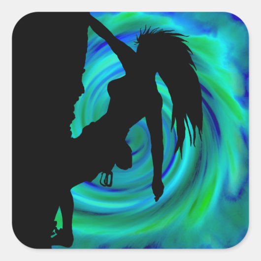 Klettersteiger Quadratischer Aufkleber (Vorderseite)