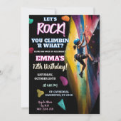 Kletterwand auf über dem Geburtstagskind Einladung (Vorderseite)