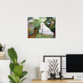 Kletterwelpen im Garten, Aquarellbild Poster (Heimbüro)