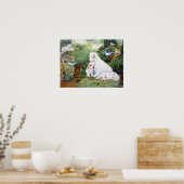 Kletterwelpen im Garten, Aquarellbild Poster (Küche)