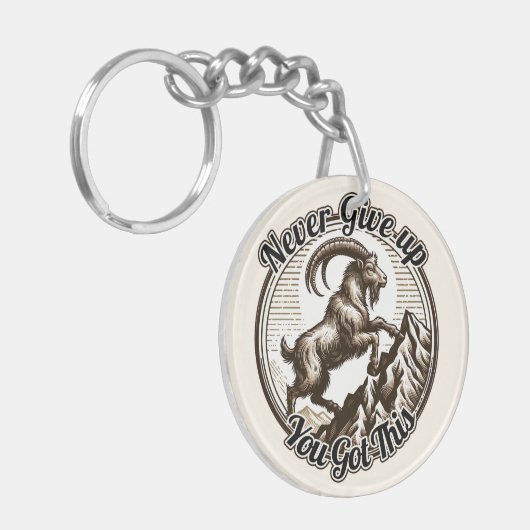 Kletterziege geben nie auf schlüsselanhänger (Vorderseite links)