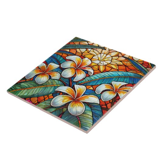 Kleumeria im gepolsterten Glas auf Orange Fliese (Seite)