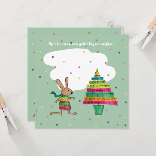 kleurige kerstboom karte (Vorderseite/Rückseite Beispiel)